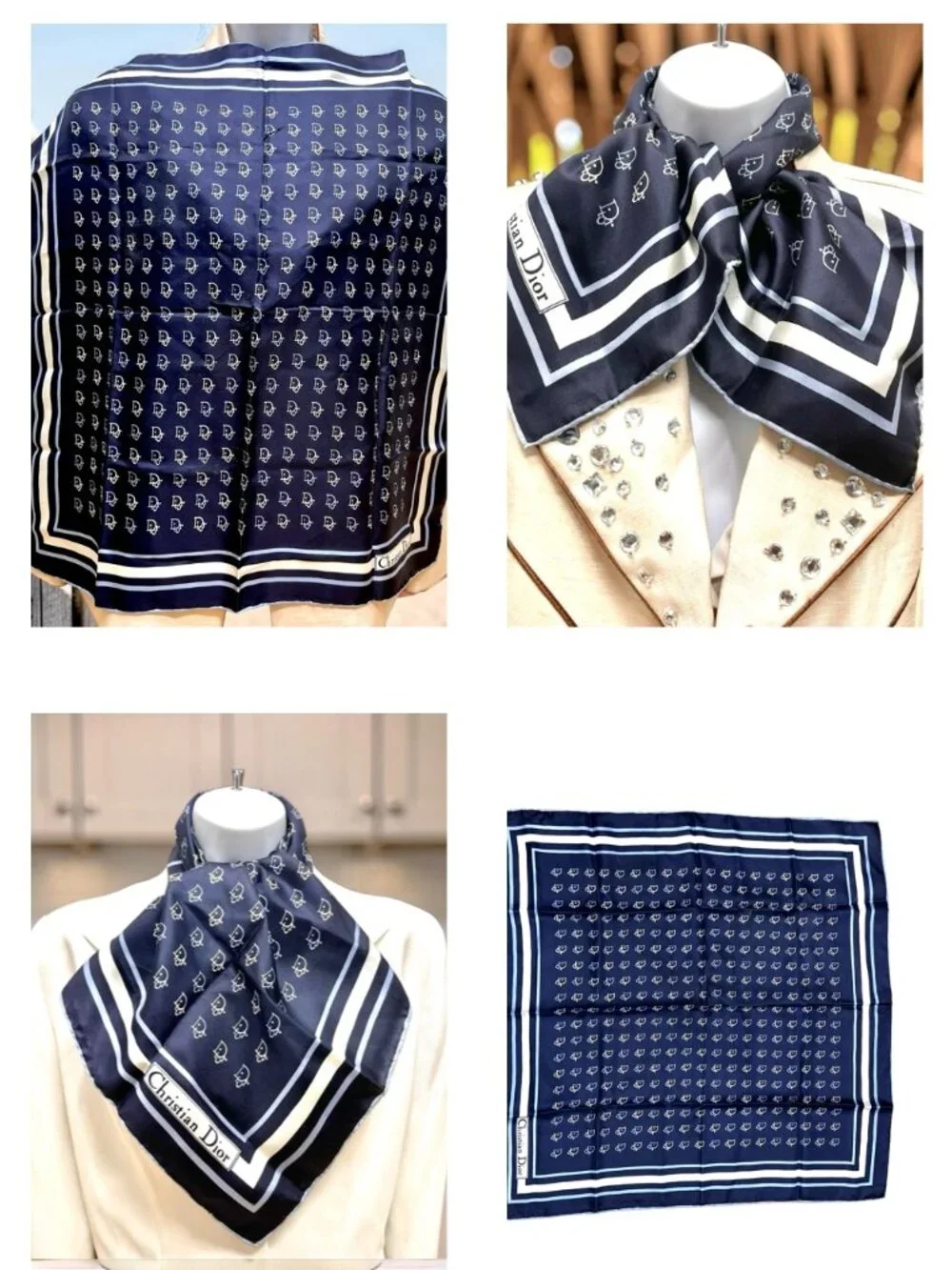 Christian Dior silk Satin  Scarf 26